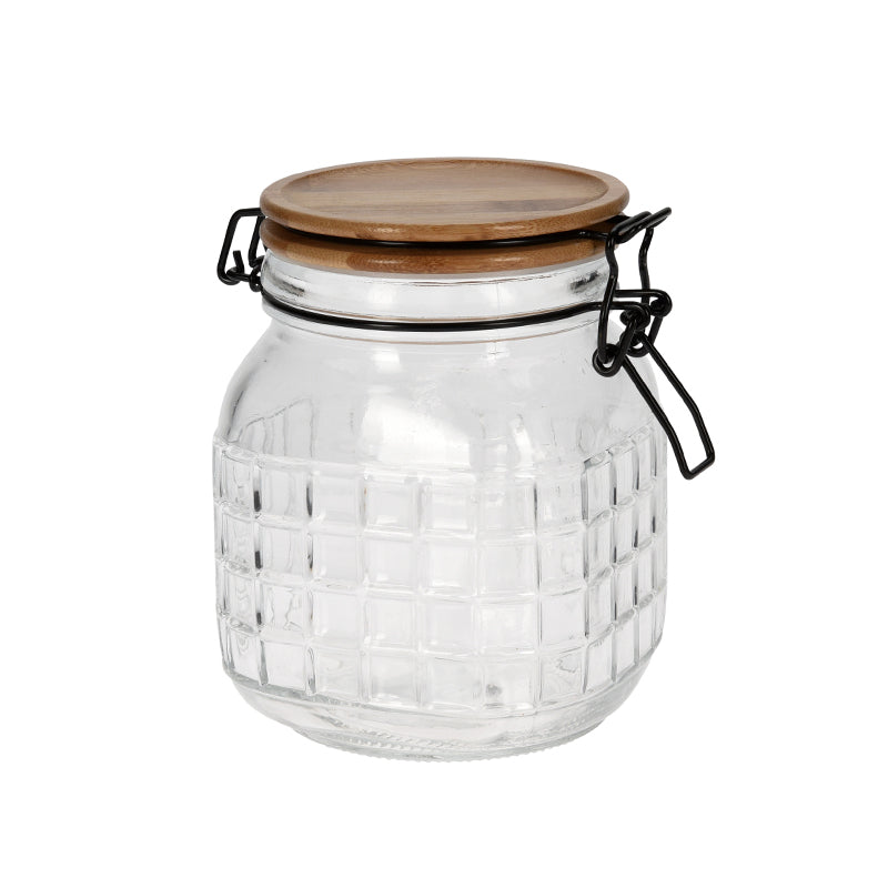 Glass Storage Jar With Bamboo Lid 1.1L