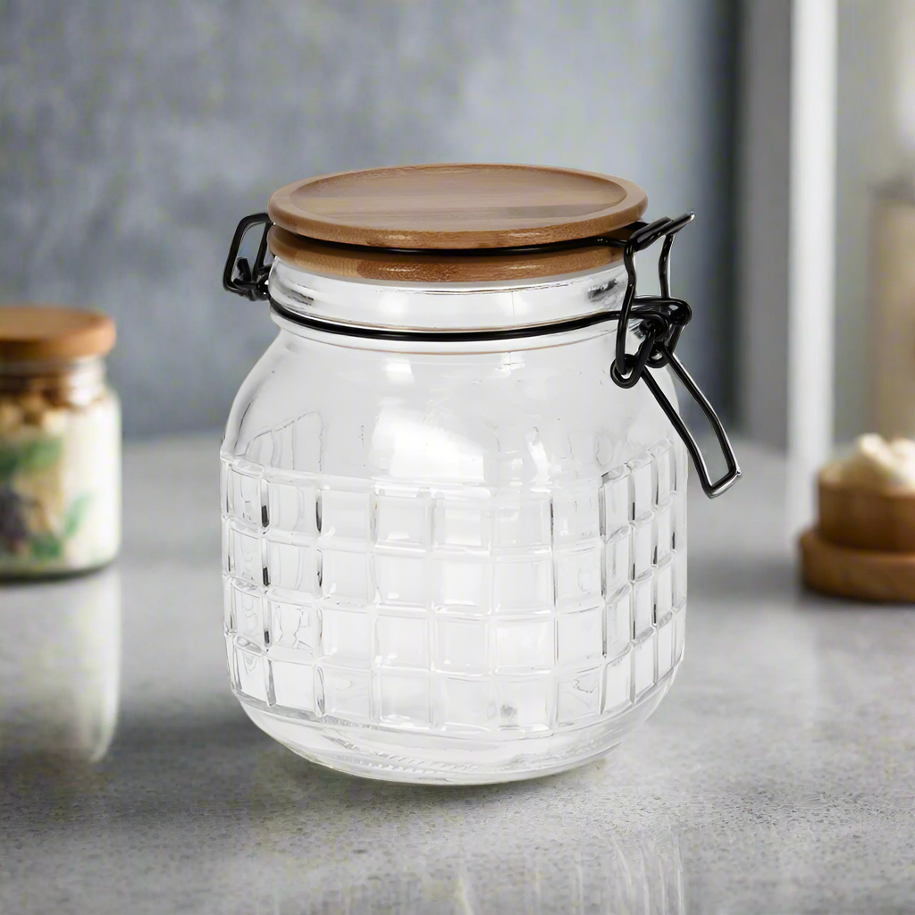 Glass Storage Jar With Bamboo Lid 1.1L