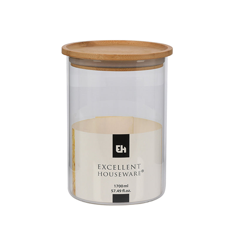 Glass Storage Jar With Bamboo Lid 1.7L