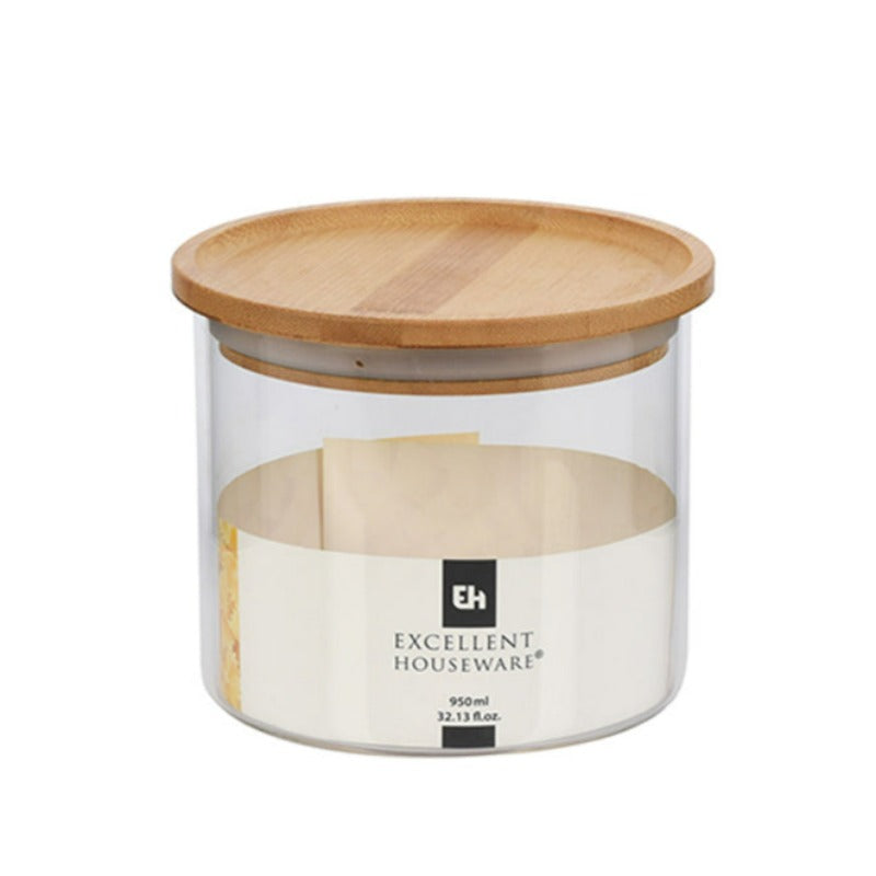 Glass Storage Jar With Bamboo Lid 950ml
