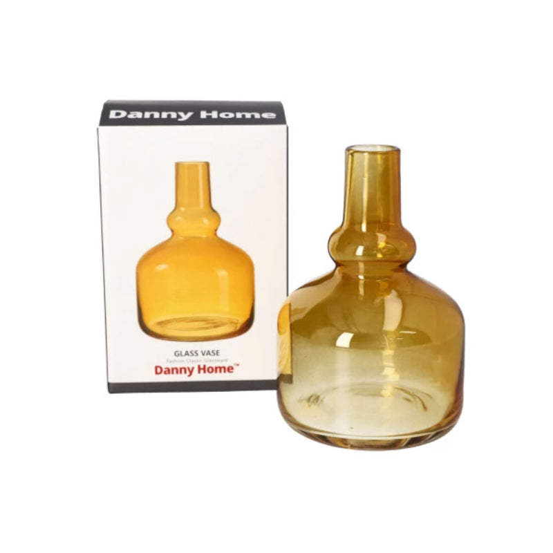 Glass Flower Vase 16.5cm Brown