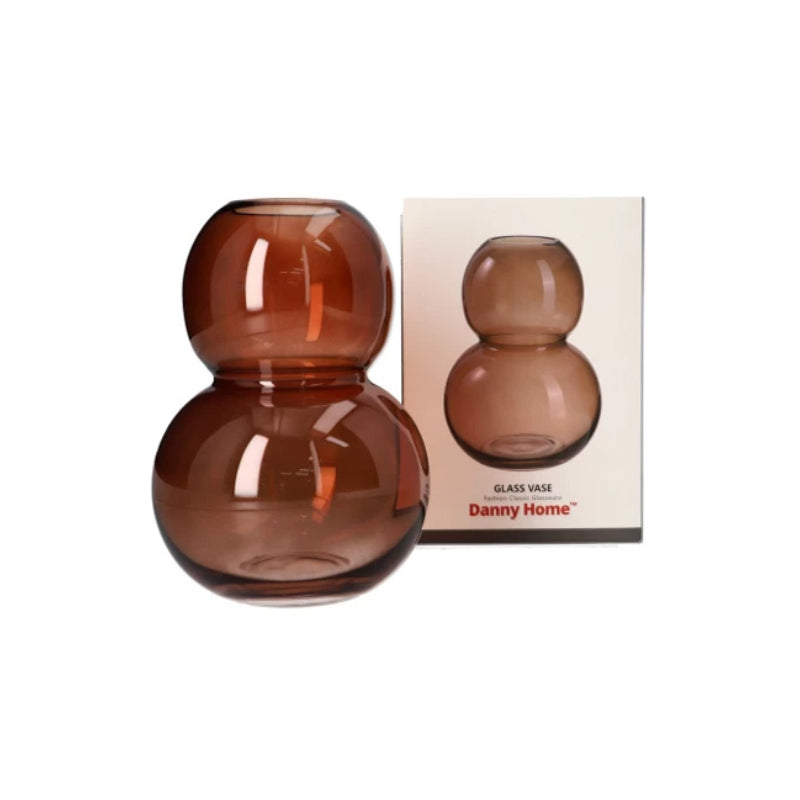 Glass Flower Vase 18cm Brown