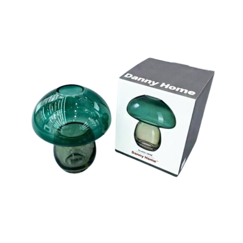 Glass Flower Vase 18cm Green