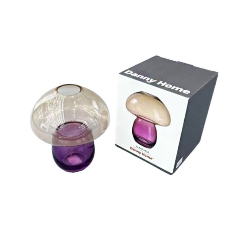 Glass Flower Vase 18cm Pink & Beige