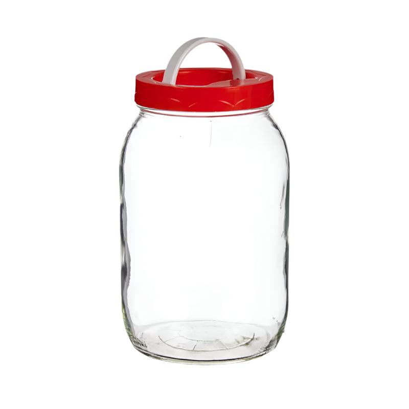 Glass Jar With Red Lid and Handle 2L