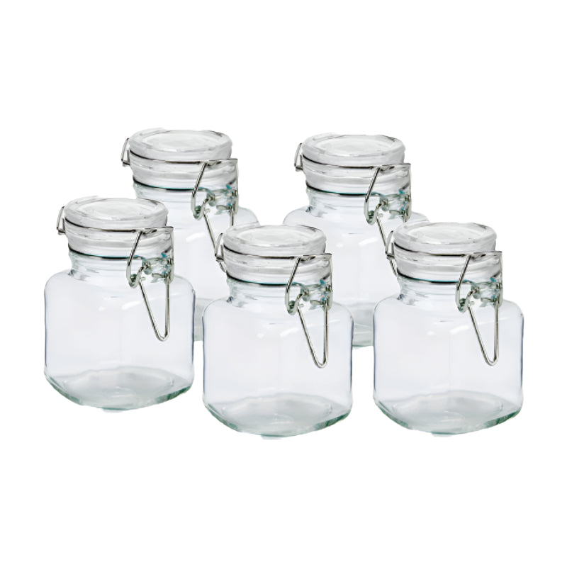 Glass Pot With Lid 90ml (Set of 5)