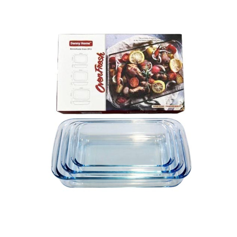 Glass Rectangular Baking Dish (Set of 3pcs)