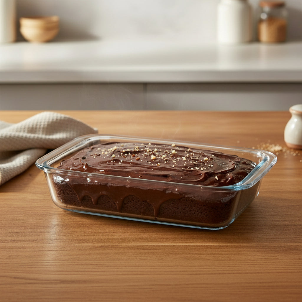 Glass Rectangular Cake Container 1630ml