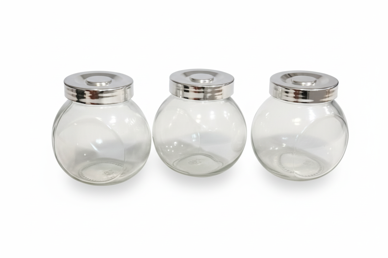 Glass Spice Jar With Plastic Lid 200ml (Set of 3)