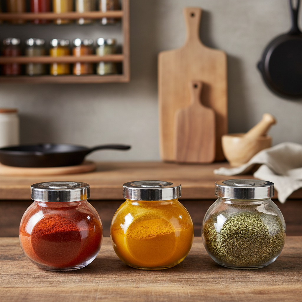 Glass Spice Jar With Plastic Lid 200ml (Set of 3)