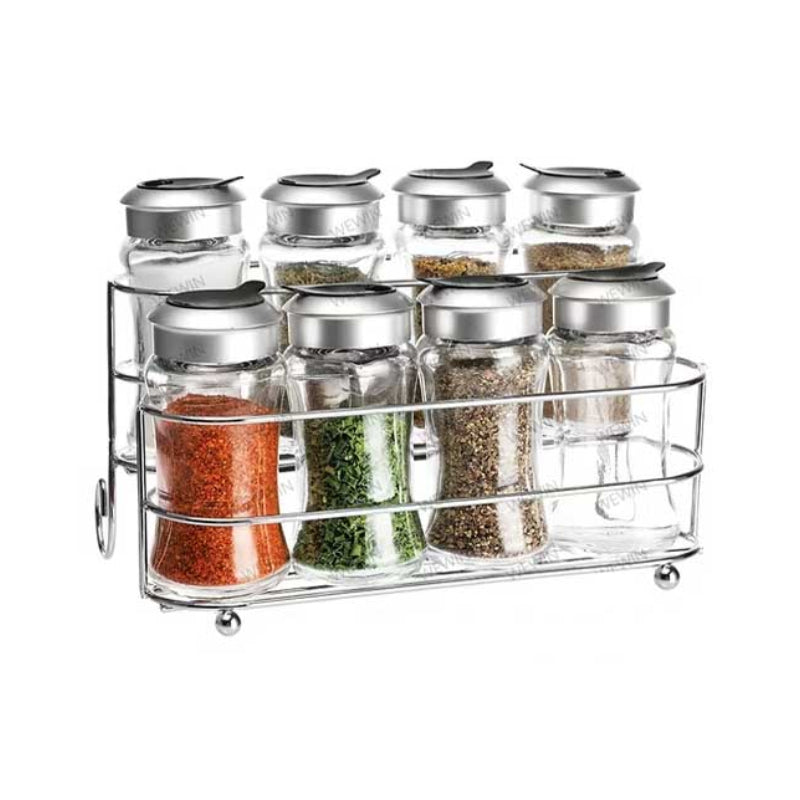 Glass Spice Jar With Stand 100ml (Set of 9pcs)