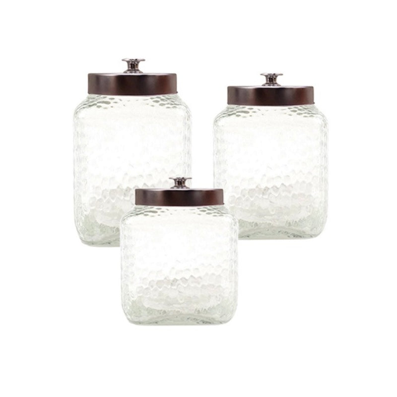 Glass Storage Jar With Lid (Set of 3pcs)