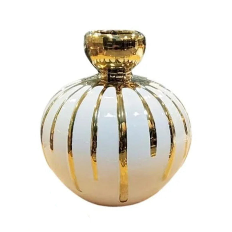 Ceramic Vase White & Gold