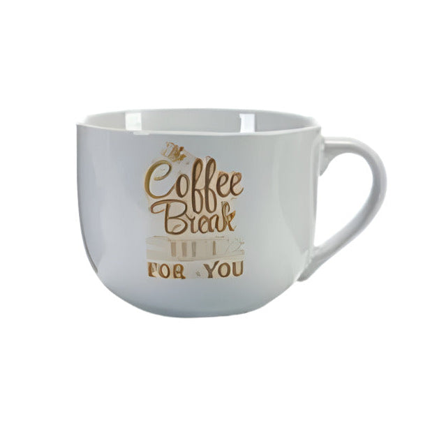 Gold Printed Porcelain Coffee Mug 500ml