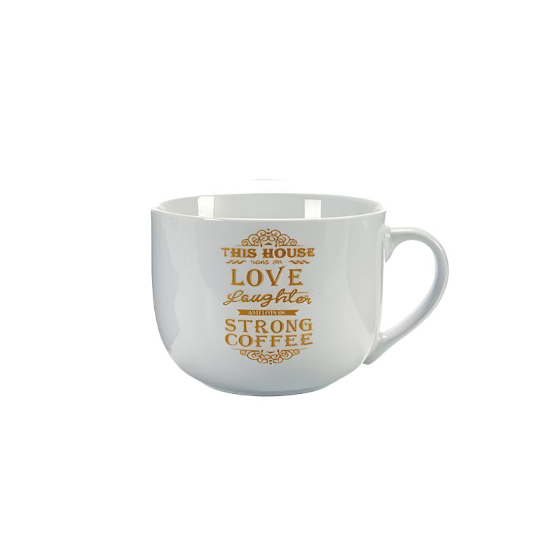 Gold Printed Porcelain Coffee Mug 500ml