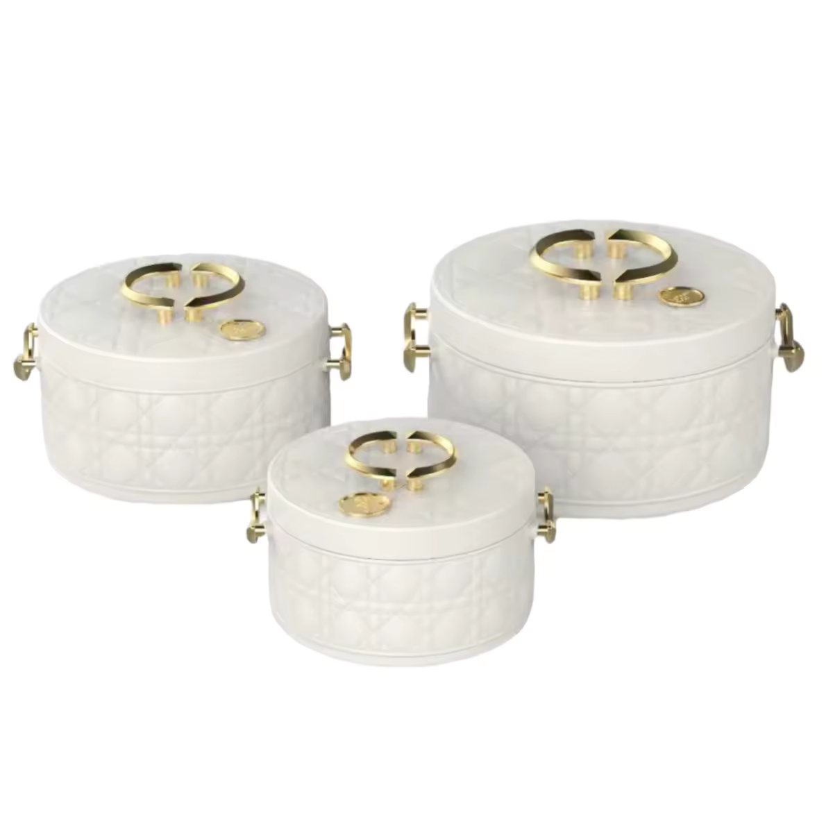 Food Warmer Hotpot Set White & Gold (Set of 3)