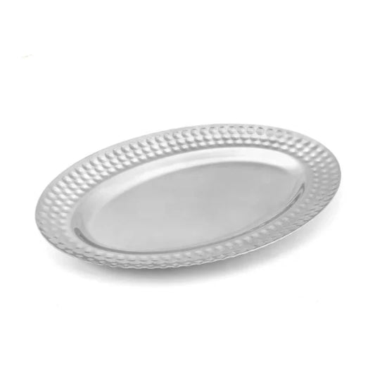 Stainless Steel Oval Serving Tray Silver 30cm