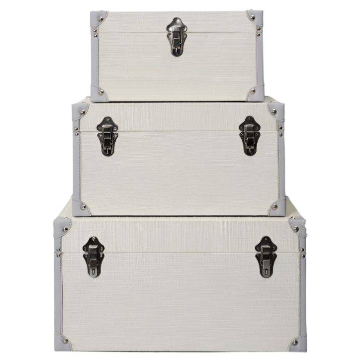 Decorative Trunks Grey & Beige (Set of 3)