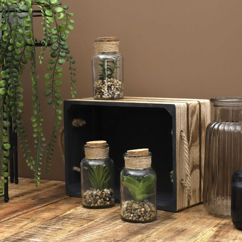 Glass Phial Artificial Plant 13cm