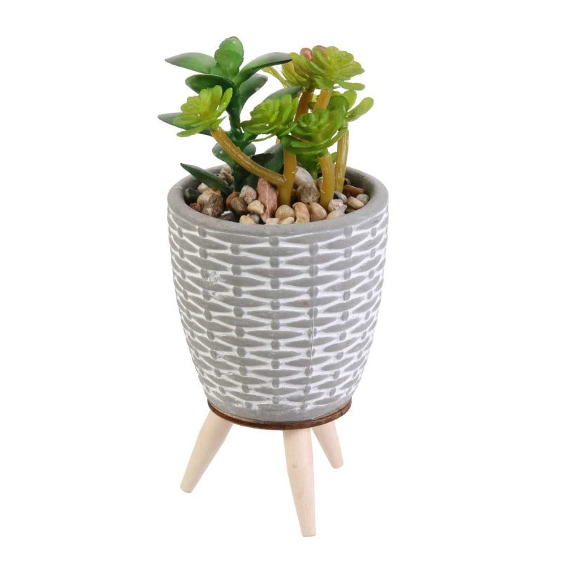 Artificial Plant Cement Pot With Leg