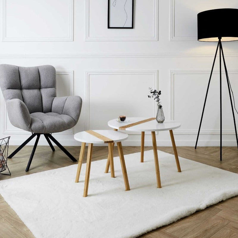 Two Tone Embossed White x2 Trundle Table