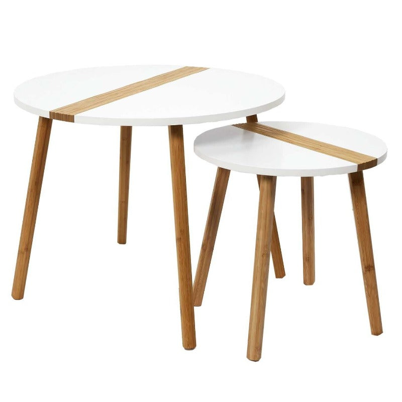 Two Tone Embossed White x2 Trundle Table