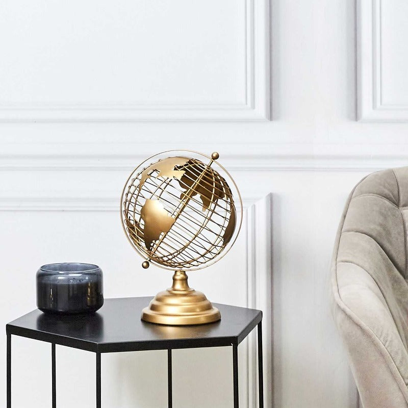 World Globe With Swivel Stand Gold