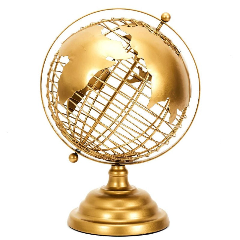 World Globe With Swivel Stand Gold