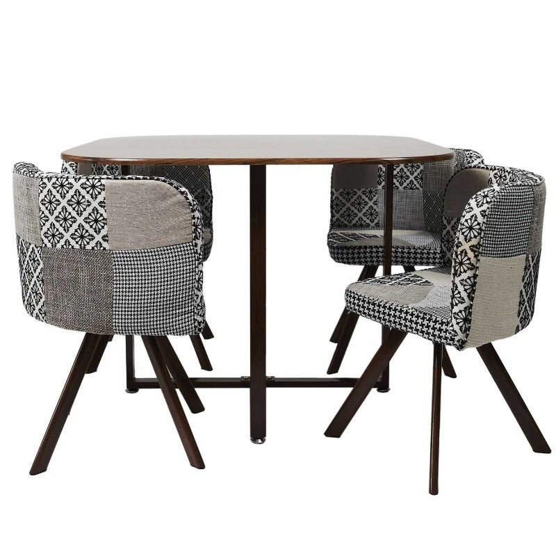 Patch Work Grey Chairs & Table Set ( Set of 4)