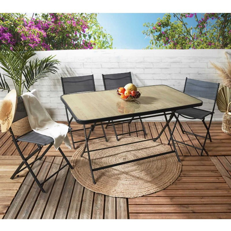 Folding Table 6 Seats Wood Effect