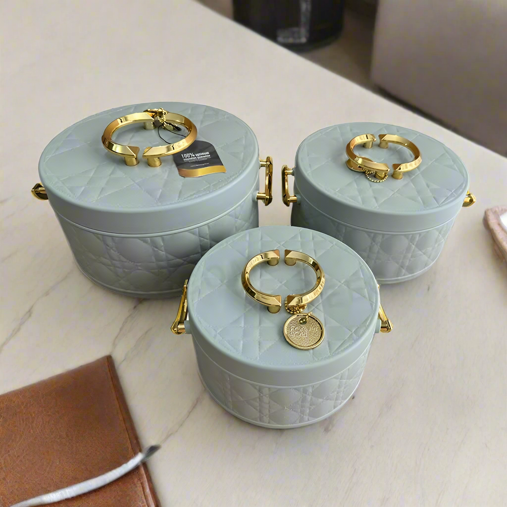 Food Warmer Hotpot Set Blue & Gold (Set of 3)