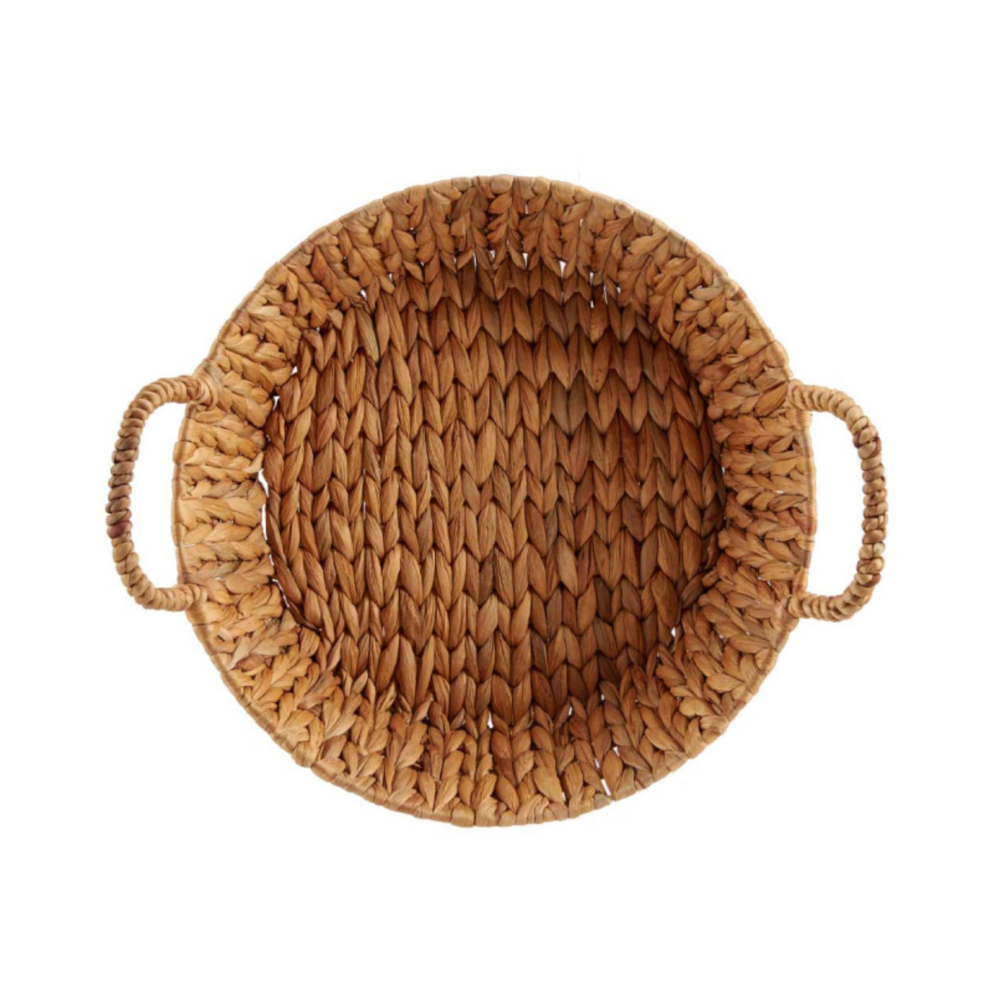 High Round Straw Centerpiece Dish With Handle