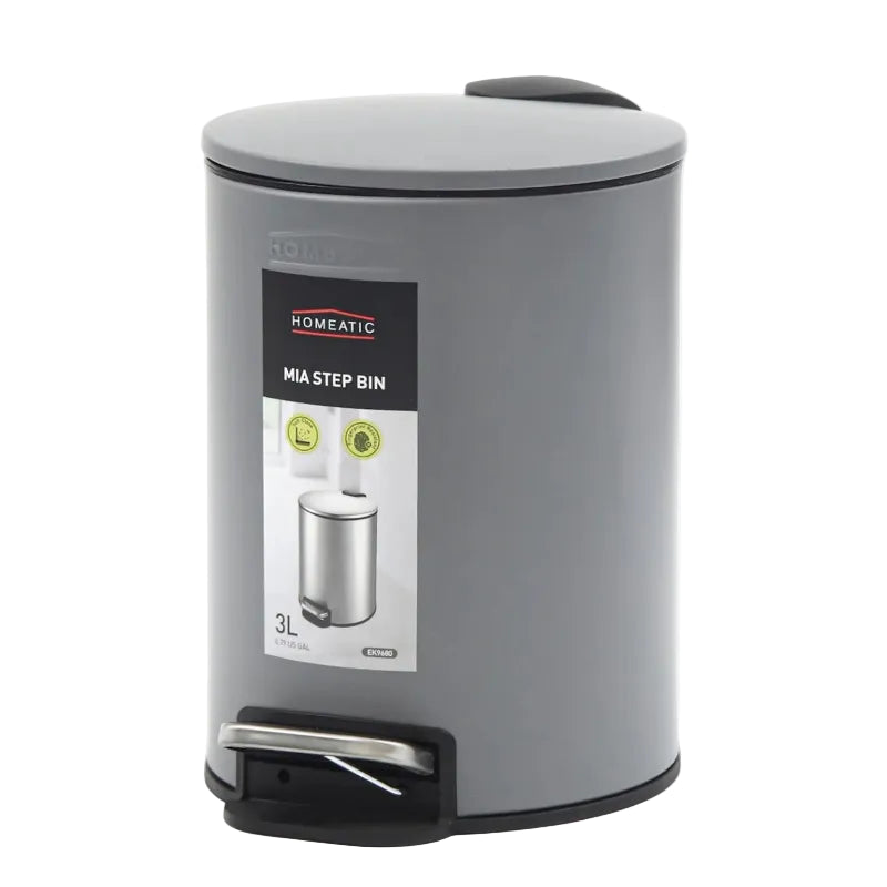 Homeatic Stainless Steel Step Bin 3L Grey