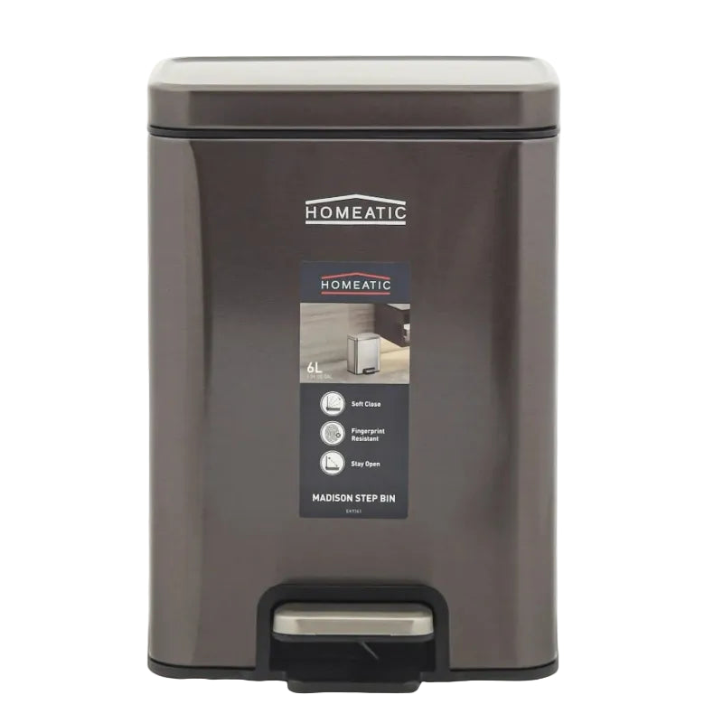 Homeatic Stainless Steel Pedal Bin 6L Metallic Brown