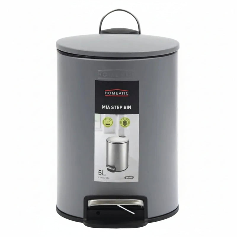 Homeatic Stainless Steel Step Bin 5L Grey