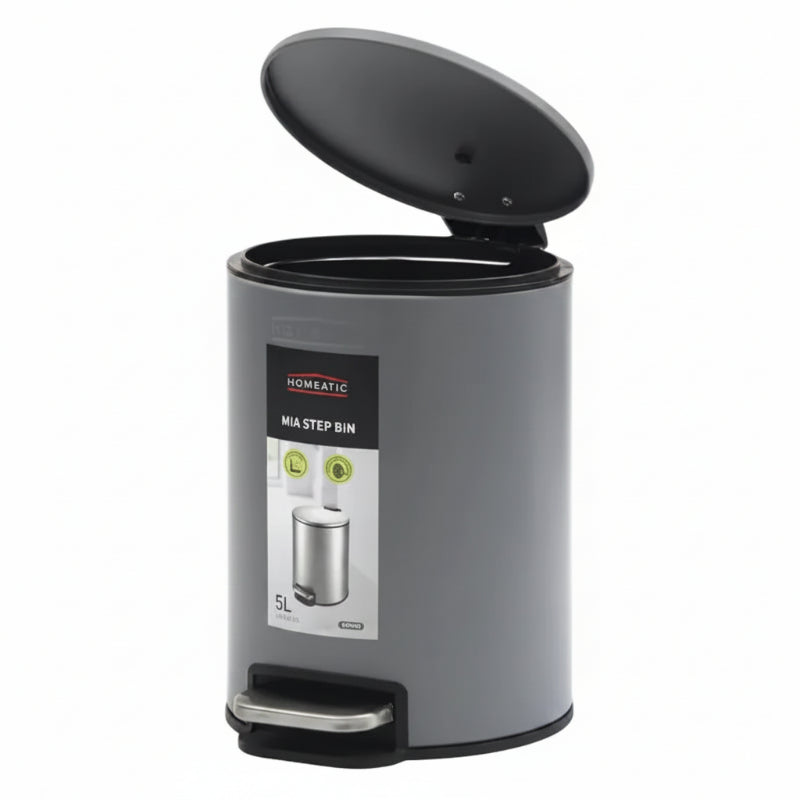 Homeatic Stainless Steel Step Bin 5L Grey