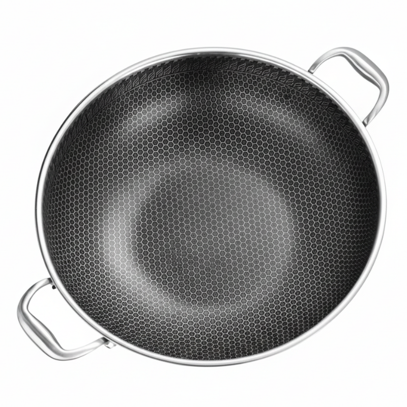 Honey Comb Stainless Steel Wok Pan 34cm