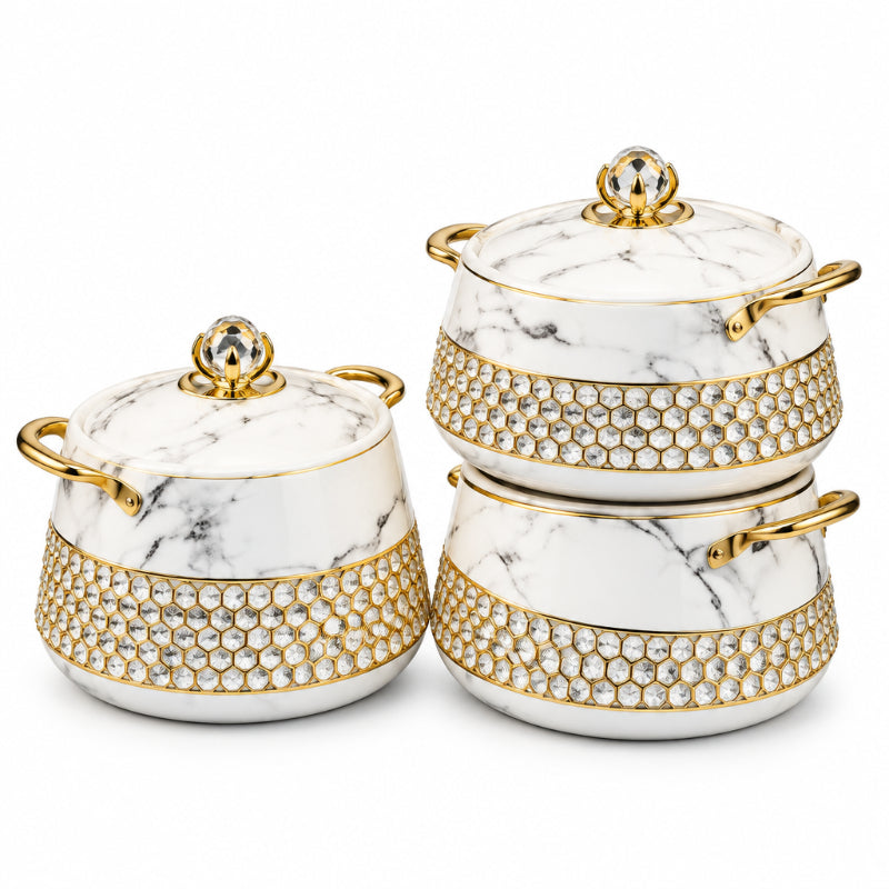 Hotpot Casserole Set White Marble & Gold