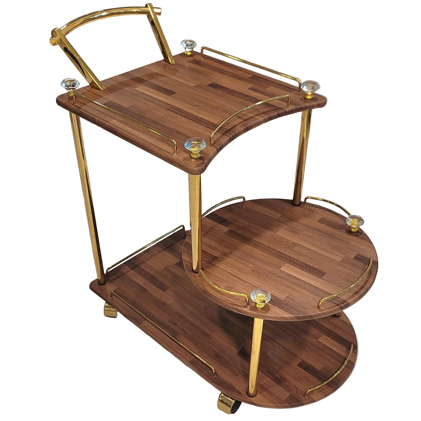 Euro Gold Kitchen Tea Trolley Wood Finish