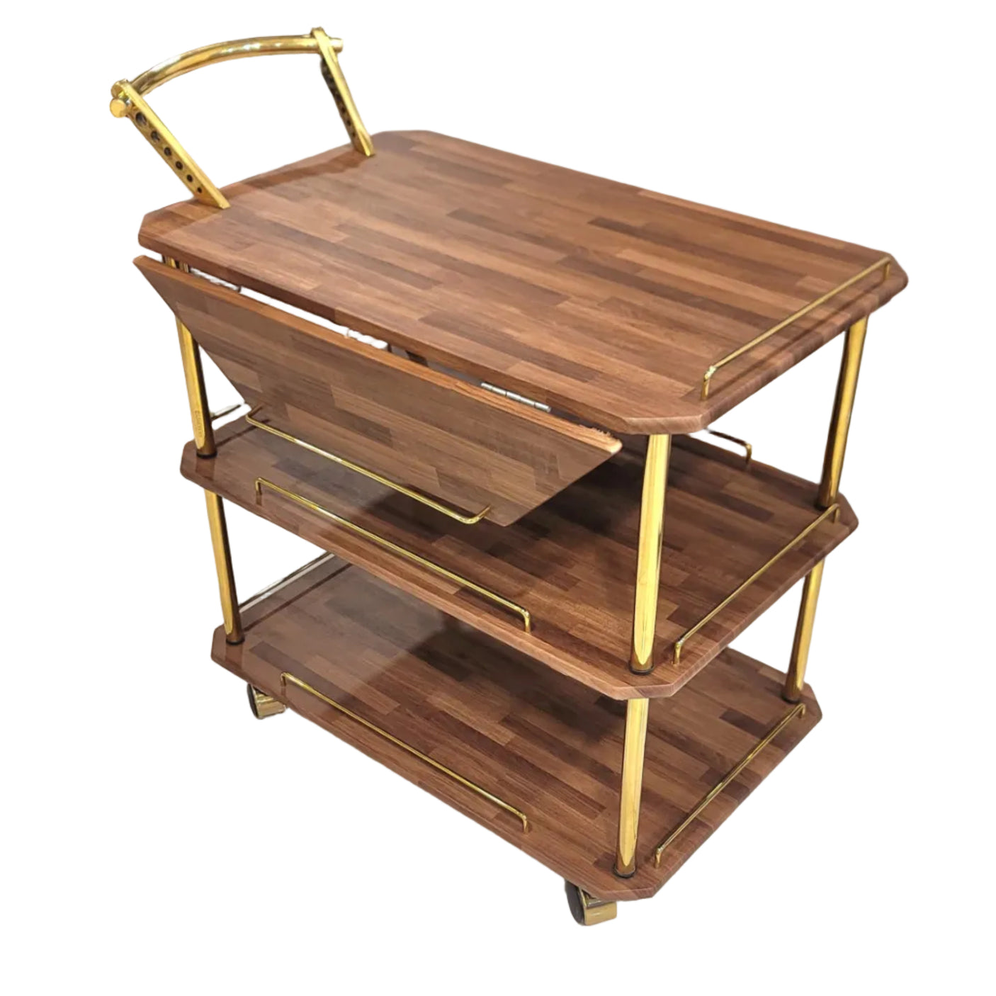 EuroGold Extendable Kitchen Tea Trolley Wood Finish