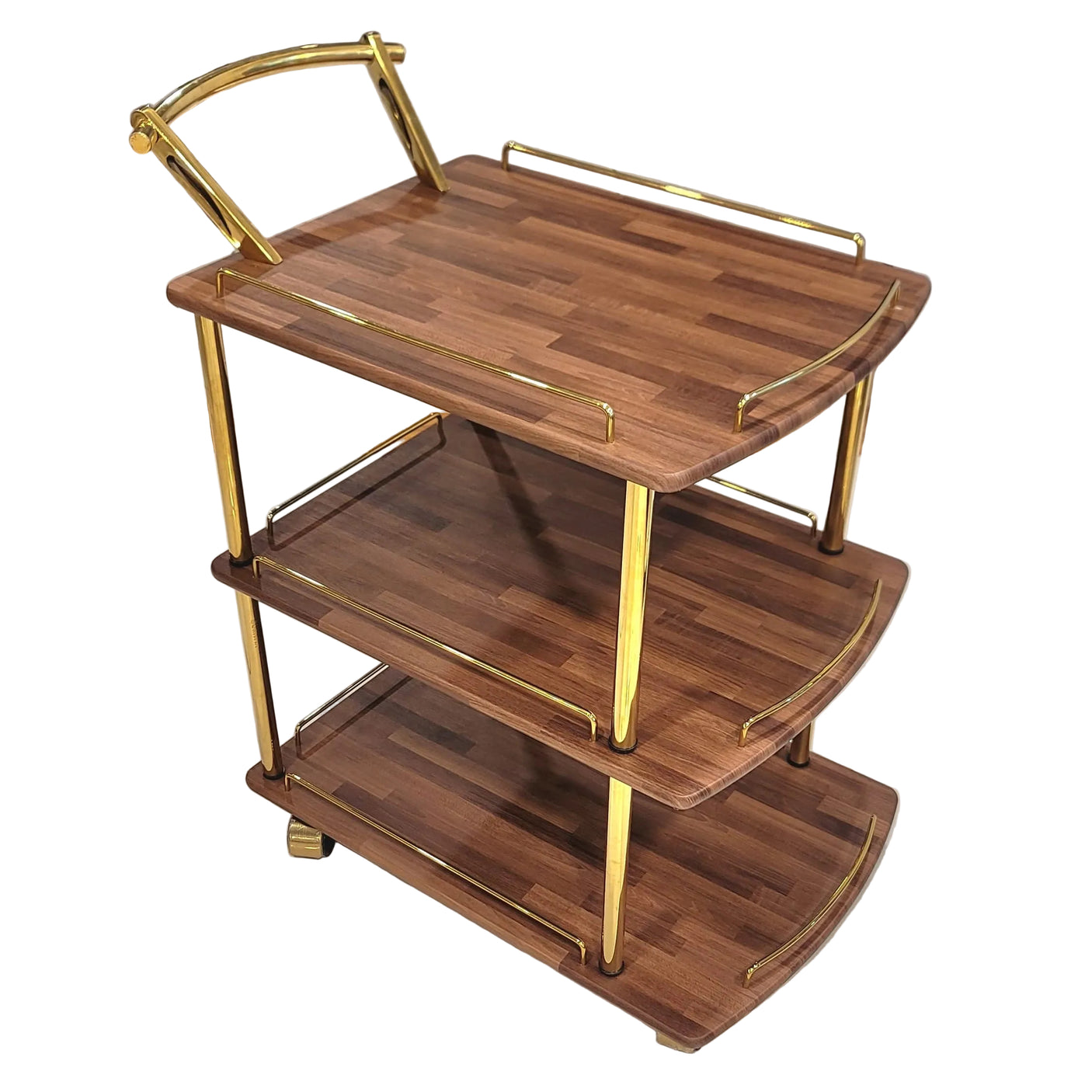 Euro Gold Kitchen Tea Trolley Brown Wood Finish