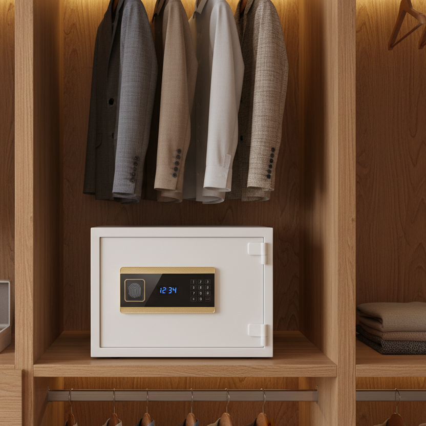 Smart Biometric Electronic Solid Steel Safe Large White
