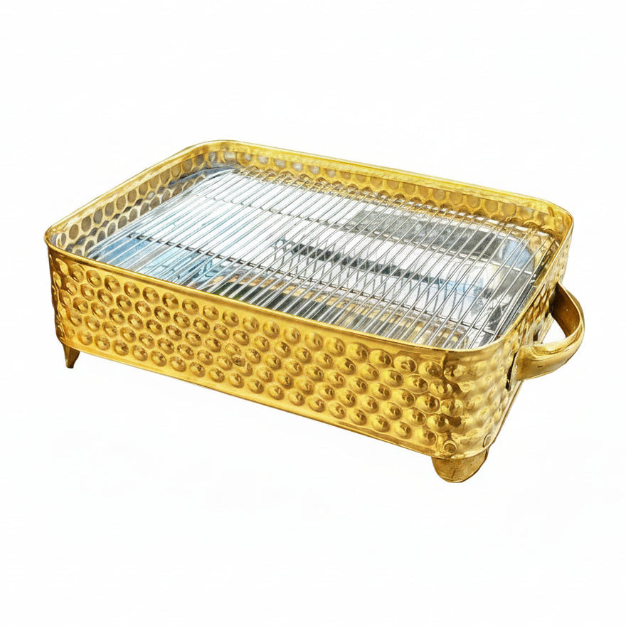 BBQ Grill & Warmer SS Gold Finish 16 x 9 inches