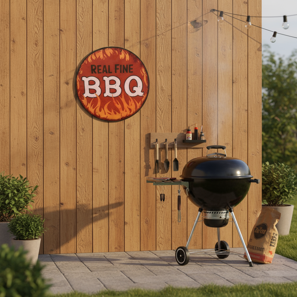 BBQ Hanging Wooden Frame Round