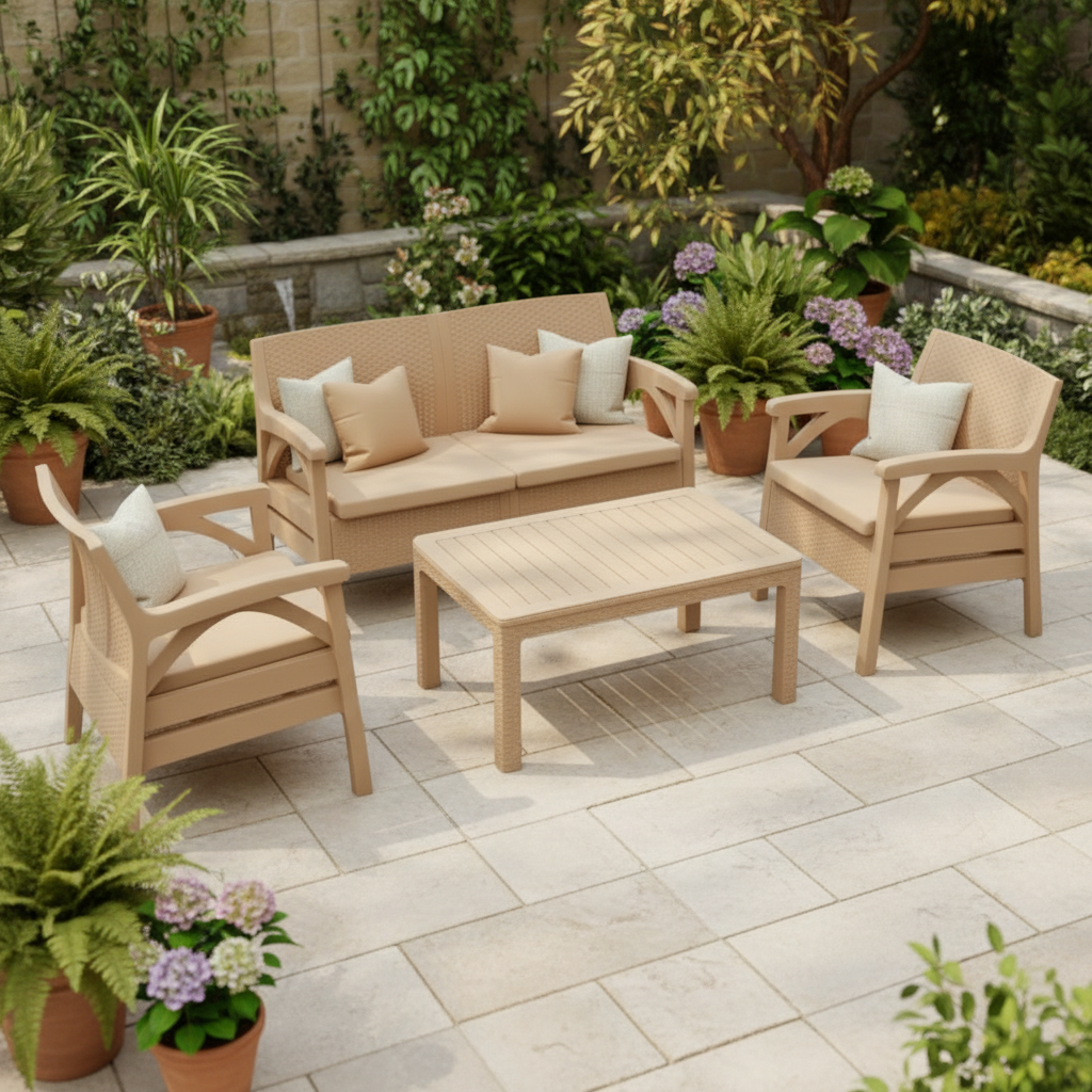 Garden Set Santana Rattan For 4 Persons Beige (Made in Turkey)