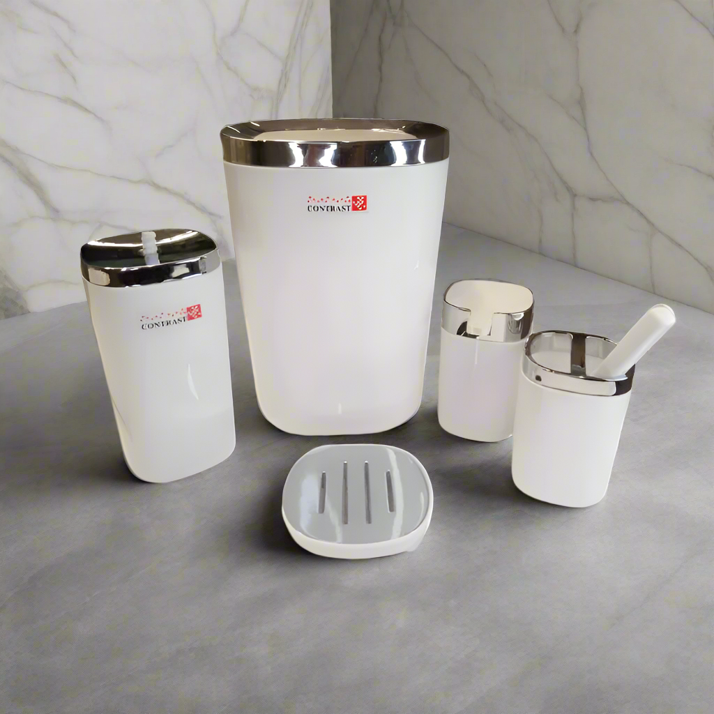 Contrast Roma Bathroom Set of 5pcs White