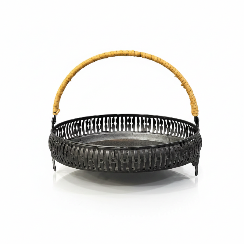 Iron Round Fruit Basket Black