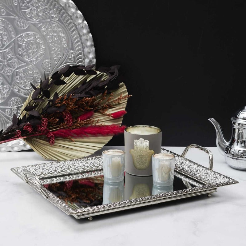 Serving Tray With Mirror and Handles
