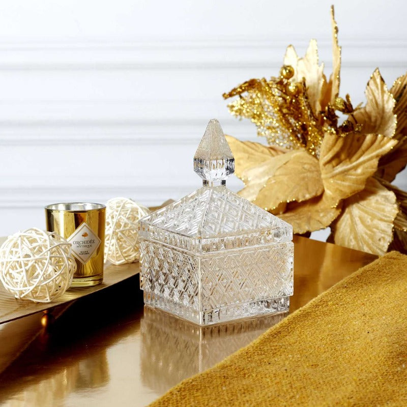 Glass Snack bowl Square With Lid