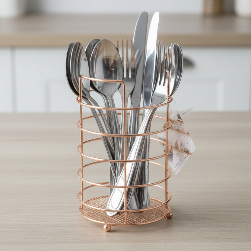 Kitchen Cutlery Holder Copper